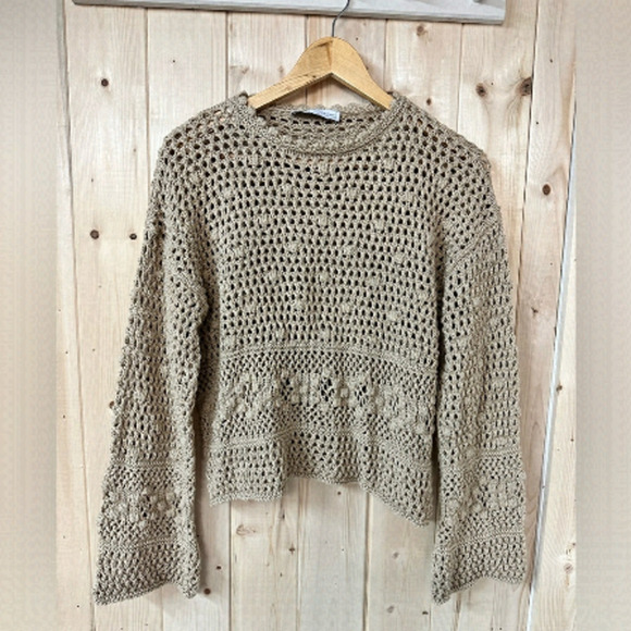 Zara Crochet Top Size S; Boho, Flare Sleeves,  Cottagecore, Festival - Picture 1 of 5